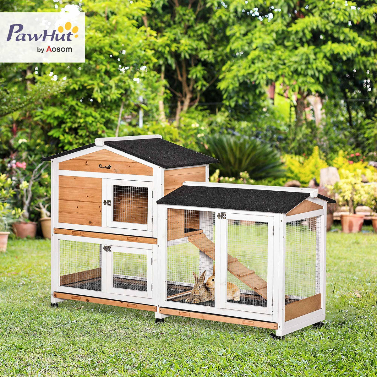 62" Rabbit Hutch with Wheels Q6588