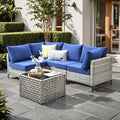 5 PCS Rattan Patio Conversation Set with Coffee Table N359