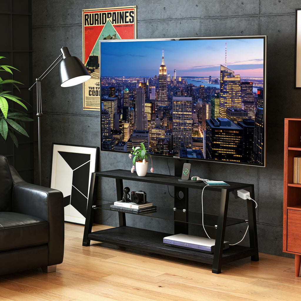 32-65" Swivel TV Stand with 3-Tier Storage and Height Adjustable E784528