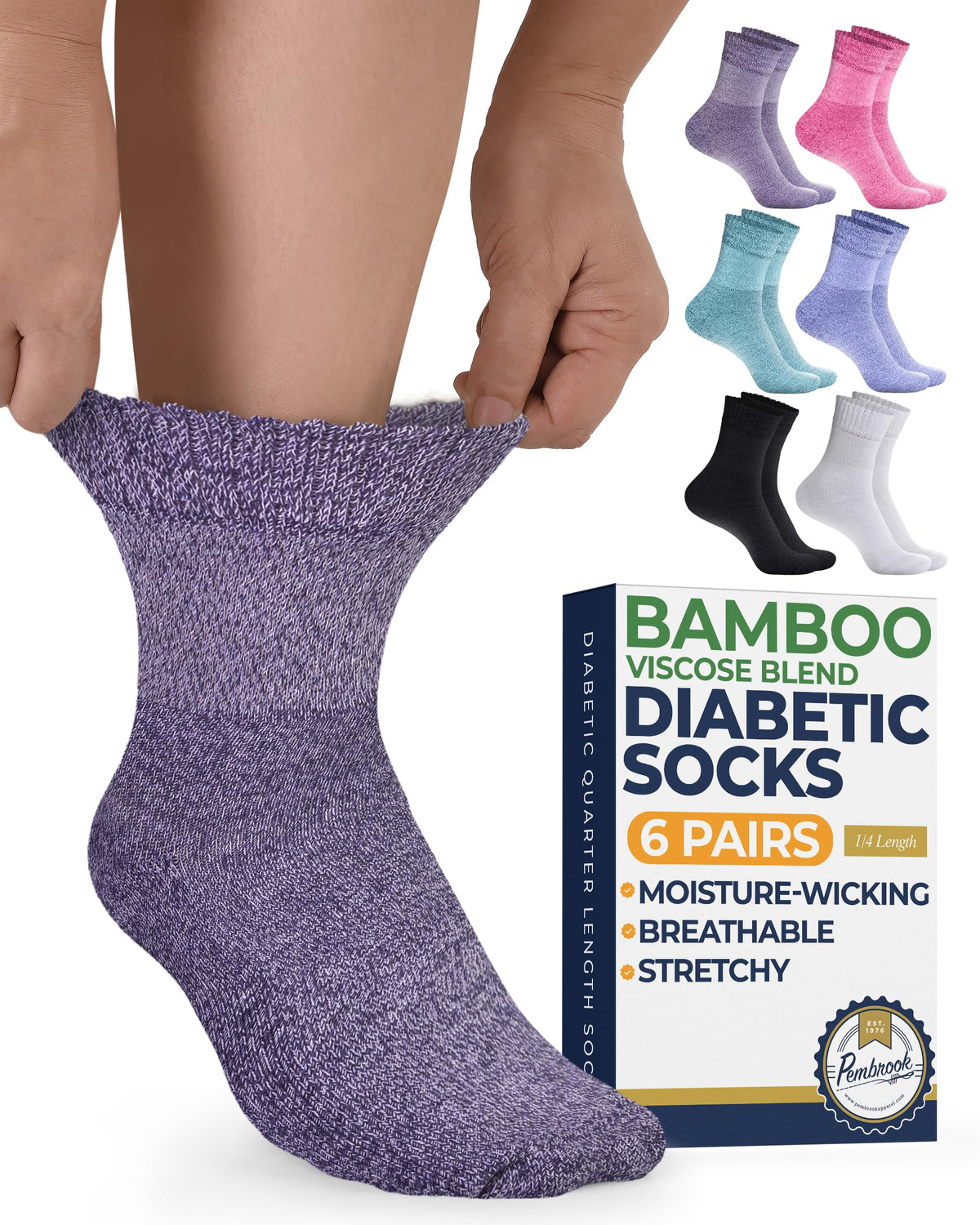 Bamboo Viscose Ankle Diabetic Socks 6 Pairs H838